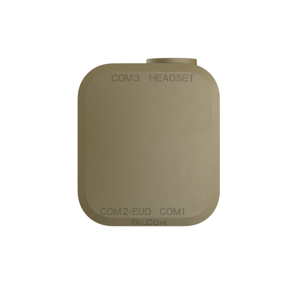 An image of FalCom Hub Closed Cover, front angle, in colour tan.